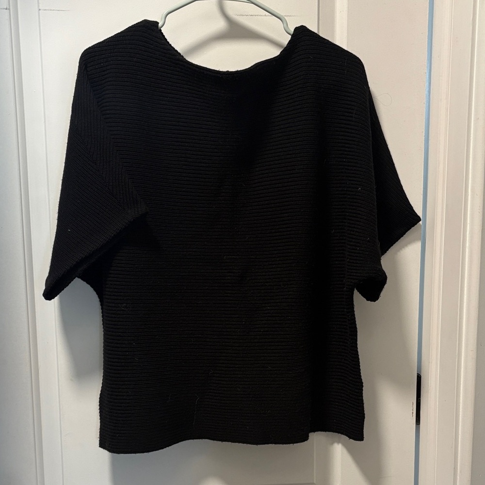 Ralph Lauren Black Ribbed Short-Sleeve Knit Top